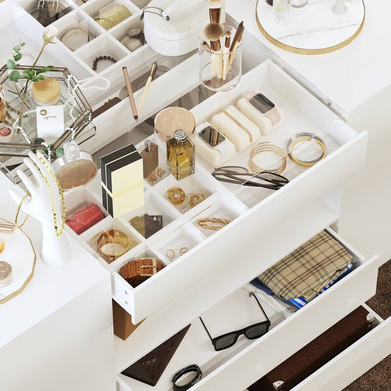 Multi-Functional Dressing Room Storage Island with Ample Drawer Space