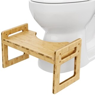 Bamboo Toilet Stool With Adjustable Height - Foldable Squatting Stool For Better Bathroom Posture