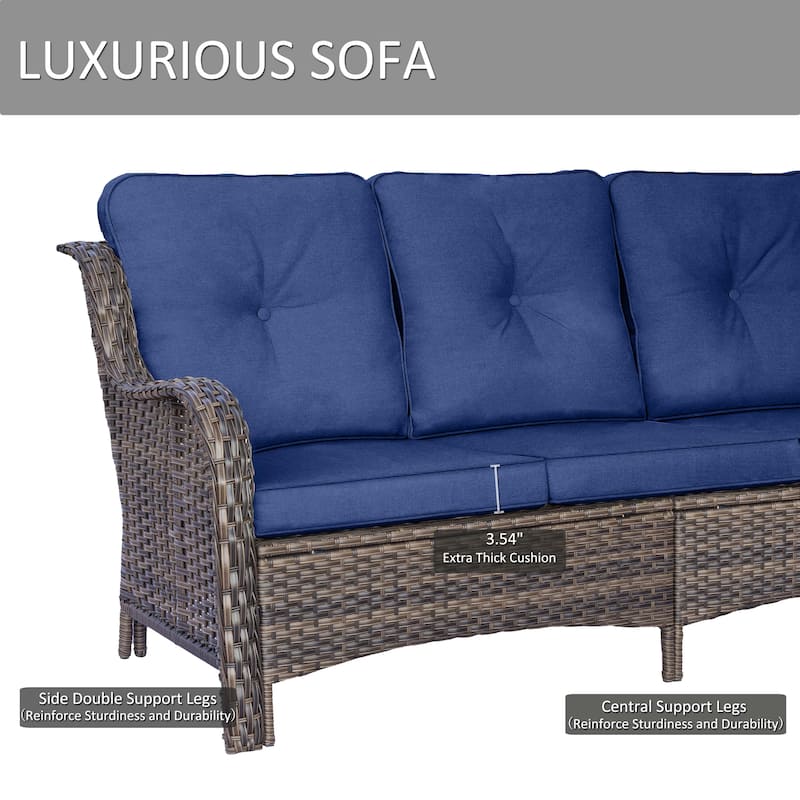 4 Piece Outdoor Seating Wicker Patio Furniture Swivel Chair Sofa Sets