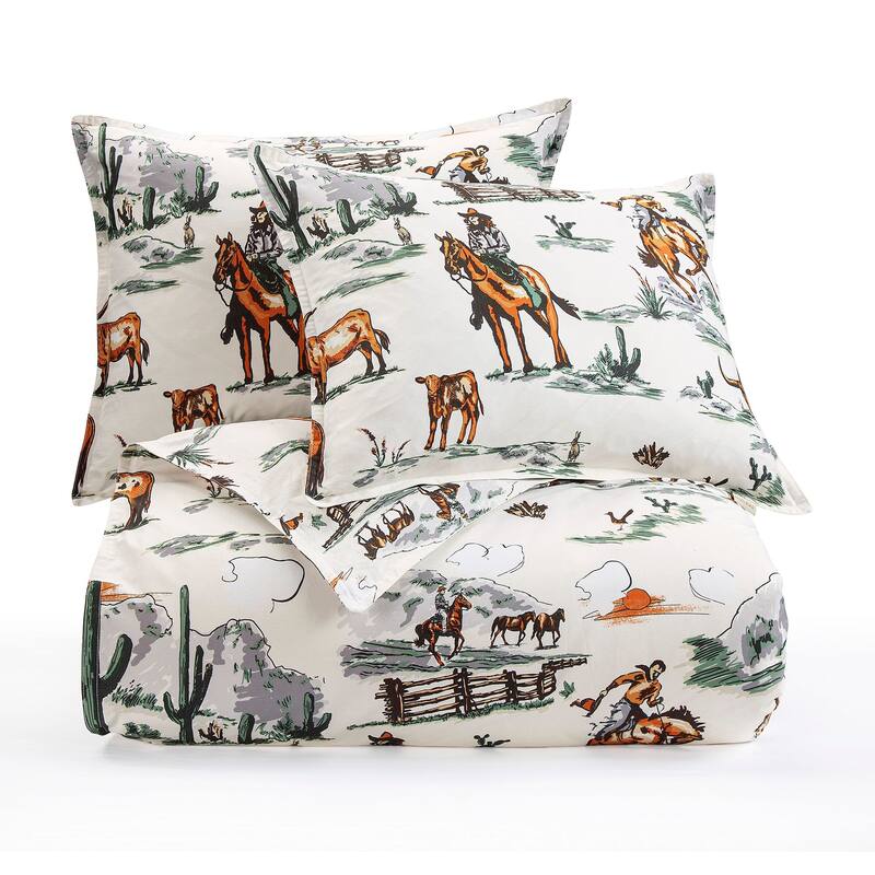 Paseo Road Ranch Life Western Cowboy Rustic Western Bedding 3 Piece Comforter Set with Pillow Shams