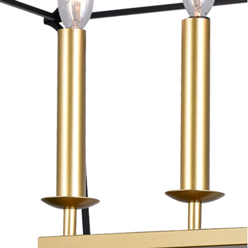 Tudor 6 Light 36in Satin Gold & Black Chandelier - Satin Gold