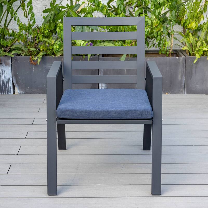 LeisureMod Chelsea Set of 2 Patio Dining Armchair in Aluminum with Cushions for Porch Backyard Pool Garden - 34.84