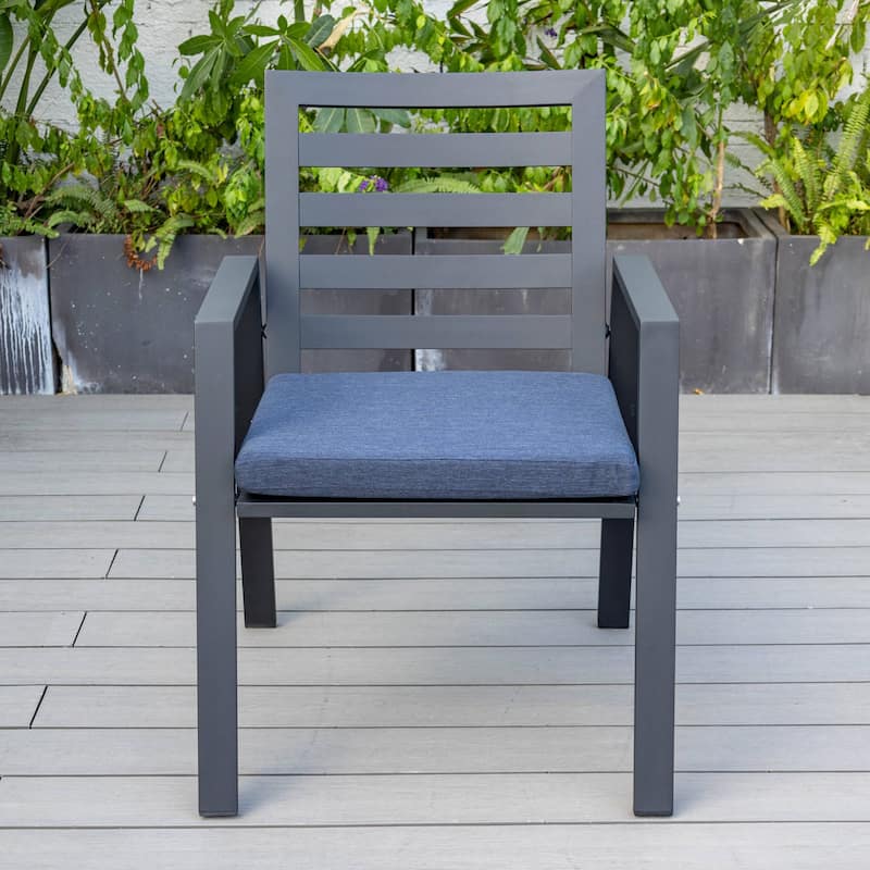 LeisureMod Chelsea Patio Dining Armchair in Aluminum with Cushions Set of 4 - 34.84