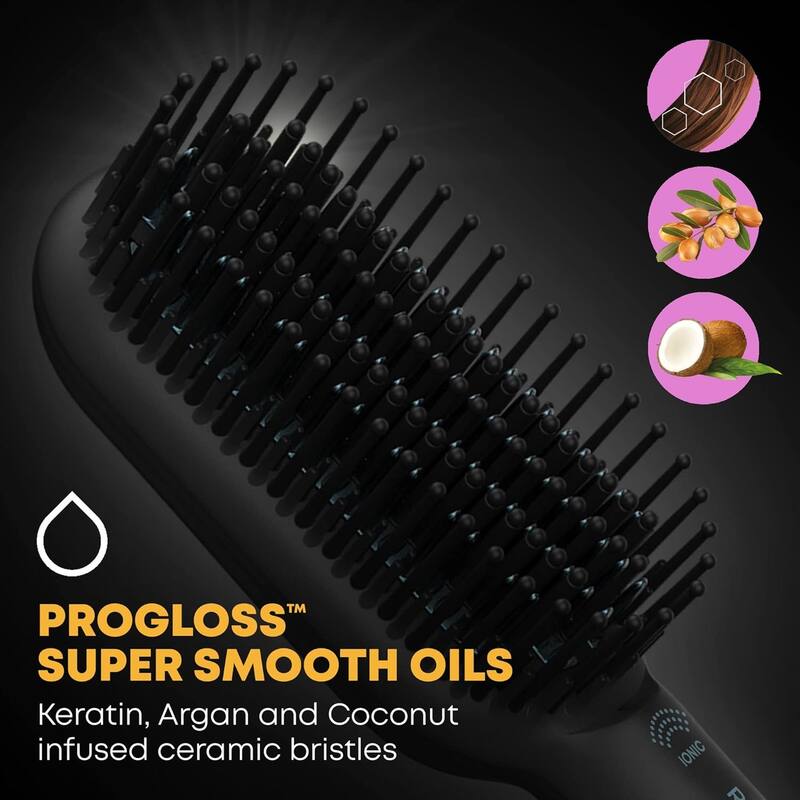 Revamp Progloss Deepform Ceramic Straightener Brush - Ionic Anti-Frizz Straightening Brush, Auto-Off & 9' Swivel Cord