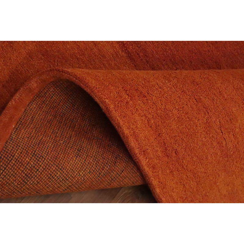Hand Knotted Oriental 100% Wool Carpet Modern Stripe Oranges & Rust Gabbeh Area Rug - 7' 11'' X 5' 8''