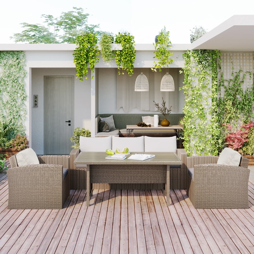 Outdoor Patio Furniture Set, 4-Piece Wicker Conversation Set