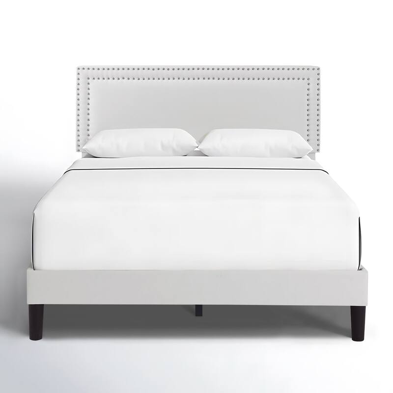 VECELO Upholstered Bed Frames with Height Adjustable Headboard