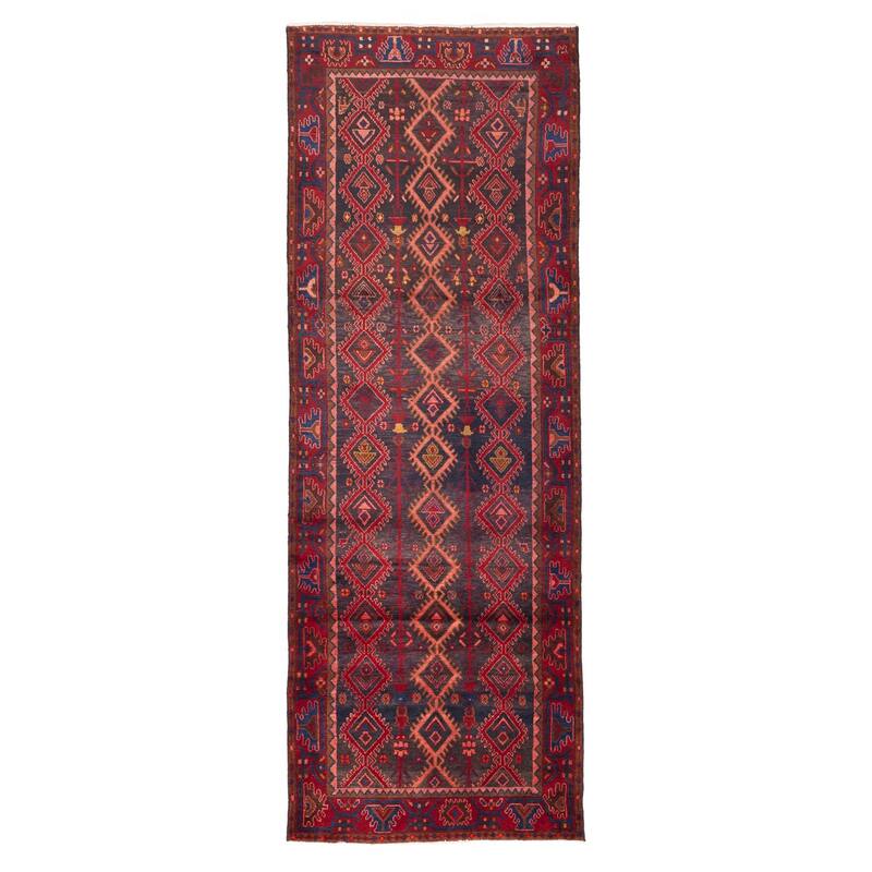 ECARPETGALLERY Hand-knotted Andelz Dark Navy, Red Wool Rug - 3'10 x 10'7