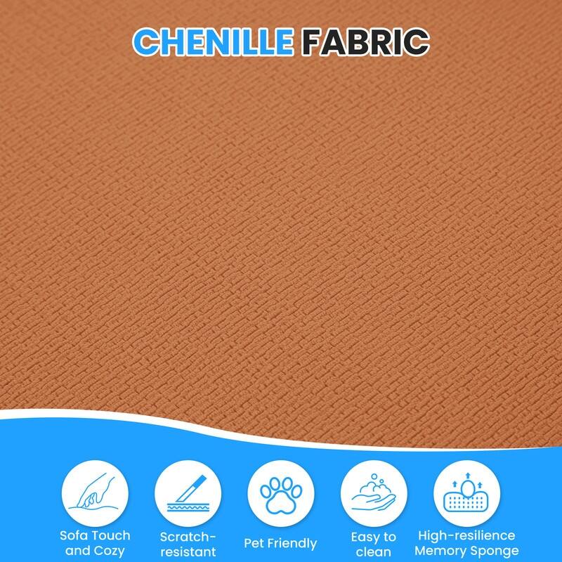 Mixoy 99inch Chenille L Shape Sectional Sofa with Curved Chaise,Modern Cloudy 3 Seater Sofa - 99.2''*59.1''*26.4''