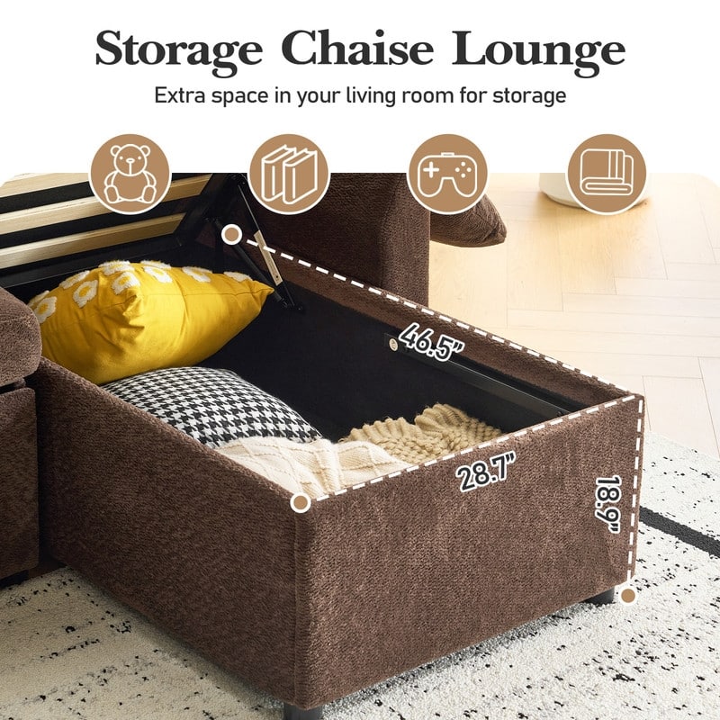 Upholstered Velvet U-Shaped Sectional Sleeper Sofa Corner Sectional Sofa Bed