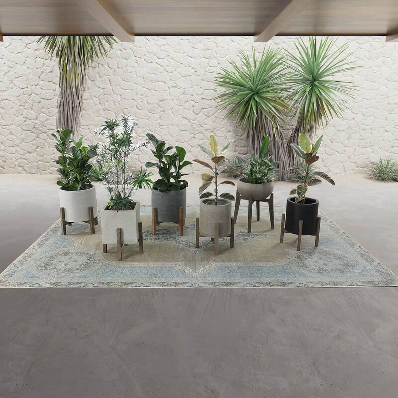 Mulber Round Standing Pot, Grey Stone