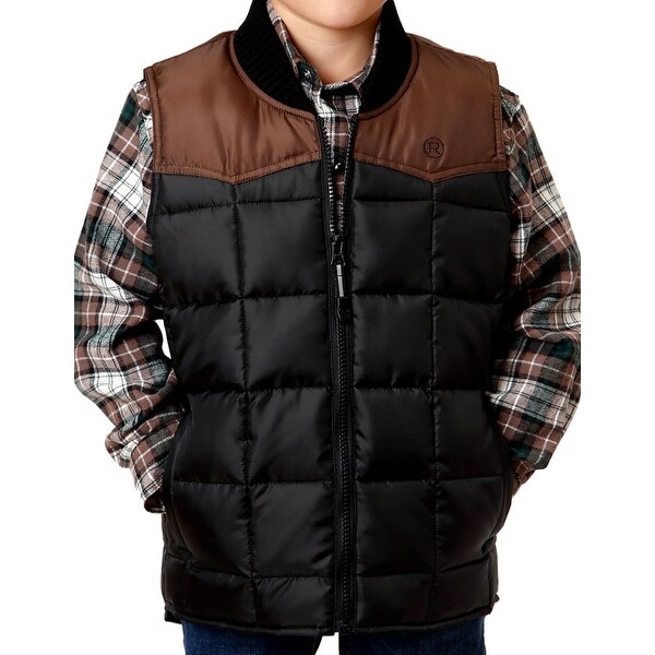 ROPER Western Jacket Boy Collar Cuffs Zip XS Black 03 397 0761 0 並行輸入品 Roper Boys Kids Black Nylon Crushable Poly Filled Jacket \u2013 The
