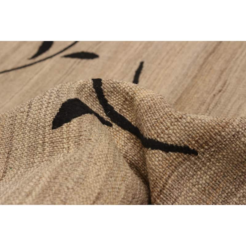 ECARPETGALLERY Flat-Weave Ankara FW Khaki Silk, Wool Kilim - 7'0 x 9'3