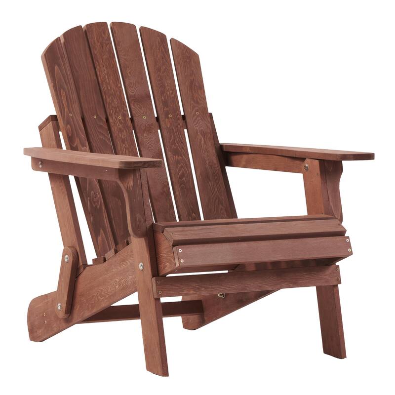Oversize Wooden Outdoor Folding Adirondack Chair with Pre-Assembled BackRest & SeatBoard, for Garden Pool Deck Firepit