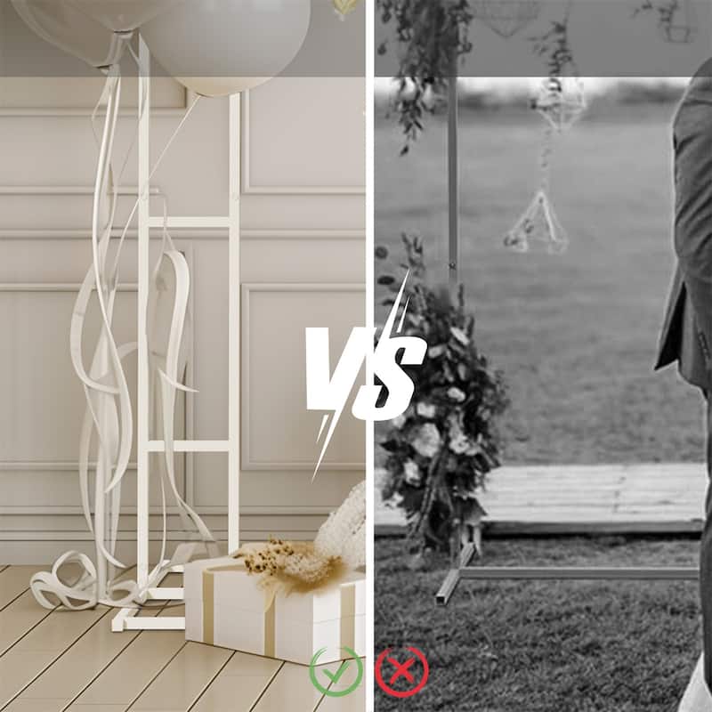 7.7Ftt x 7.7Ft Metal Square Wedding Arch Backdrop Stand with Base White for Indoor Outdoor