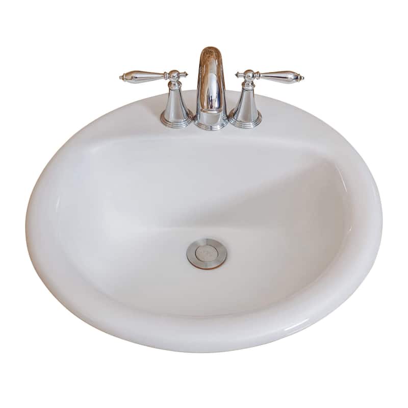 Fine Fixtures Ceramic 19-inch Drop-in Self Rimming White Bathroom Sink - 19" x 19"