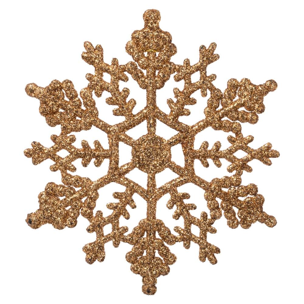 Vickerman 4" Rose Gold Glitter Snowflake Christmas Ornament, 24 per Box