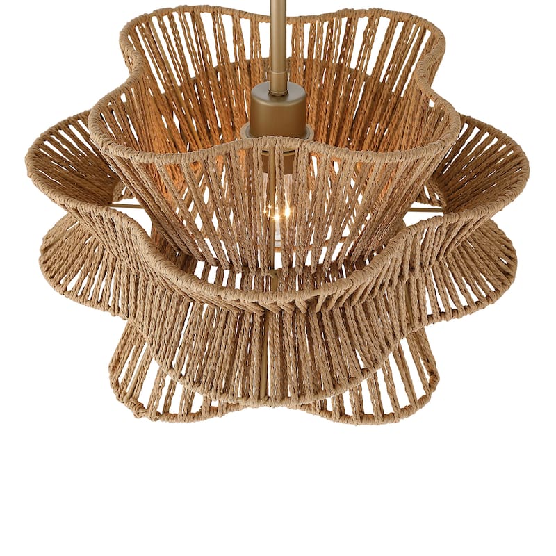 Acroma 1-light Farmhouse Coastal Woven Chandelier for Dining Room - 16'' D * 61'' H