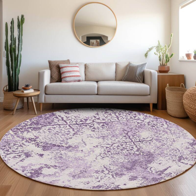 Machine Washable Indoor/ Outdoor Chantille Distressed Traditional Rug
