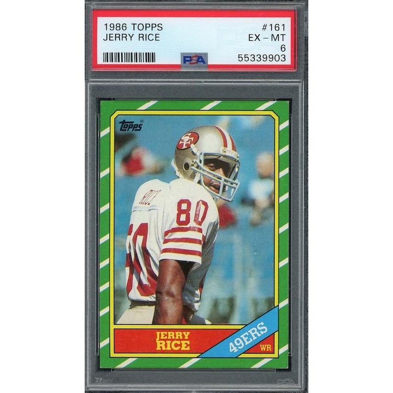 Jerry Rice 1986 Topps Football Rookie Card RC #161 Graded PSA 6 - 8'6" x 11'6" - Black