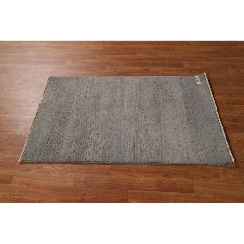 Hand Knotted Oriental 100% Wool Carpet Modern Modern Greys & Charcoal Gabbeh Area Rug - 4' 0'' X 2' 7''