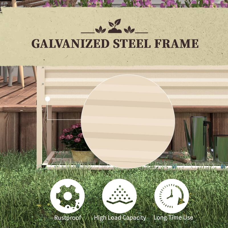 Raised Garden Bed with Bottom Shelf for Vegetables Flowers and Herbs