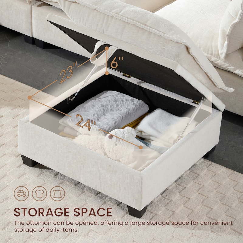 Modular Sectional Sofa with Movable Storage Ottoman by Harper&Bright Designs