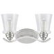 preview thumbnail 4 of 3, Aspen Creative Two-Light Metal Bathroom Vanity Wall Light Fixture, 15 1/2" Wide, Satin Nickel with Clear Glass Shade