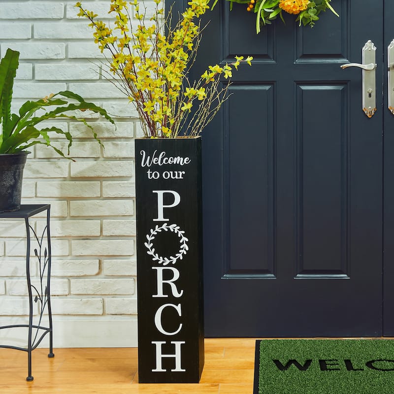 Glitzhome 30"H Rustic Welcome & Home or Welcome & Porch Double Sided Wooden Planter Sign Front Door Decor(2025 Quality-upgraded)