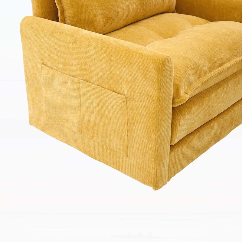 Modern Swivel Barrel Chair with Thick Padding,Metal Base,for Living Room and Bedroom