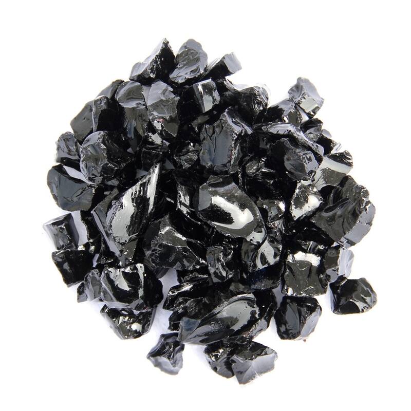 Black Round Reflective Fire Pit Glass