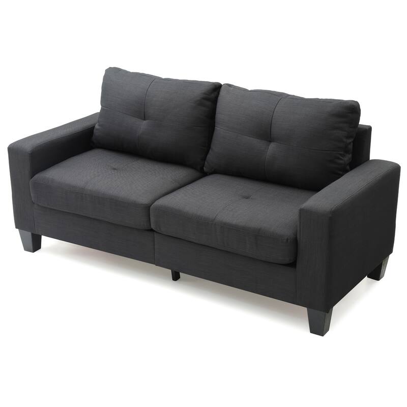 Square Arm Twill Tufted Straight Sofa - 71" - Black