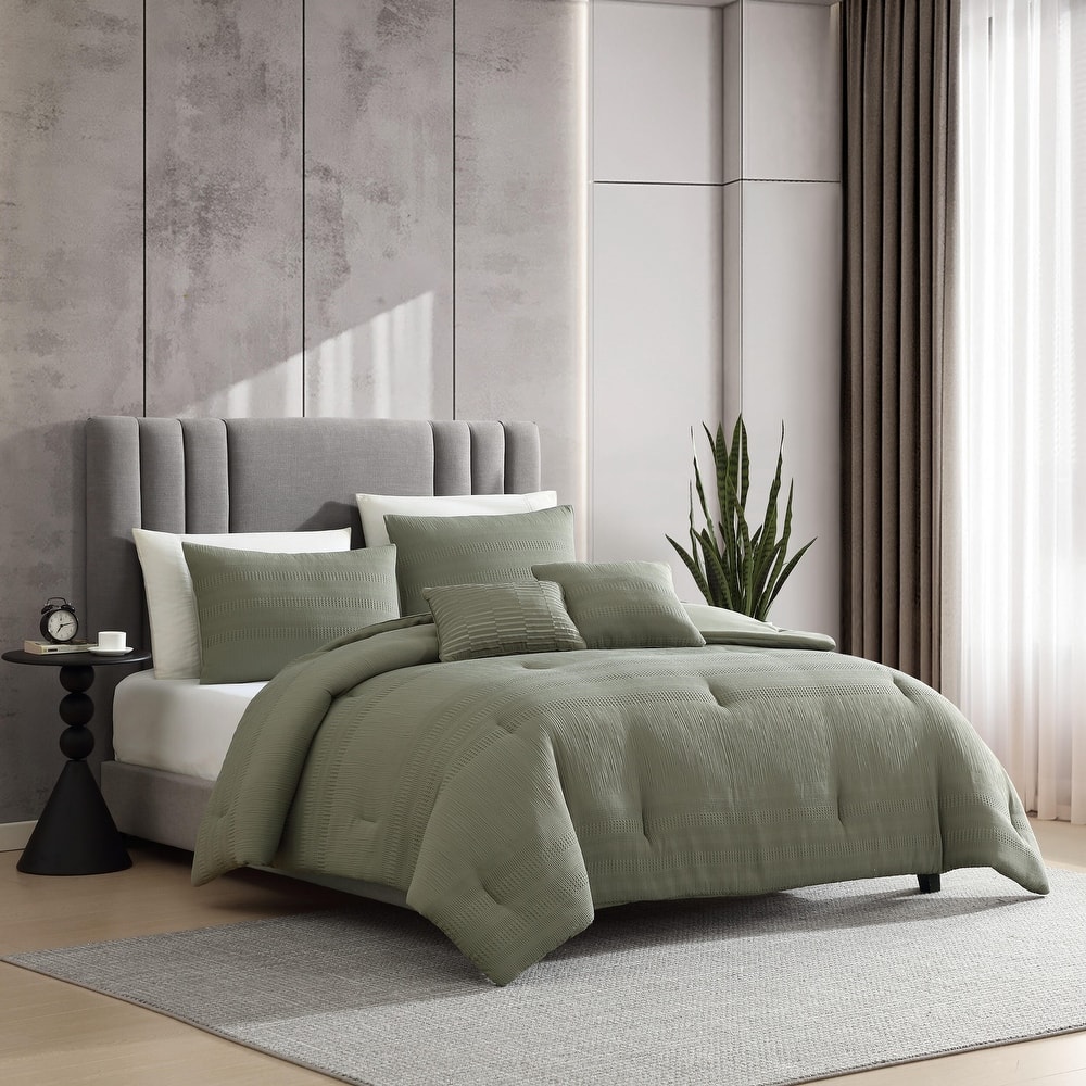 Kenneth Cole Variegated Waffle Solid Comforter Set