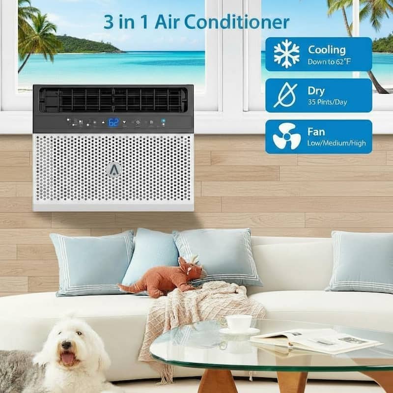 8000 BTU Window Air Conditioner, Fast Cooling to 370 Sq Ft