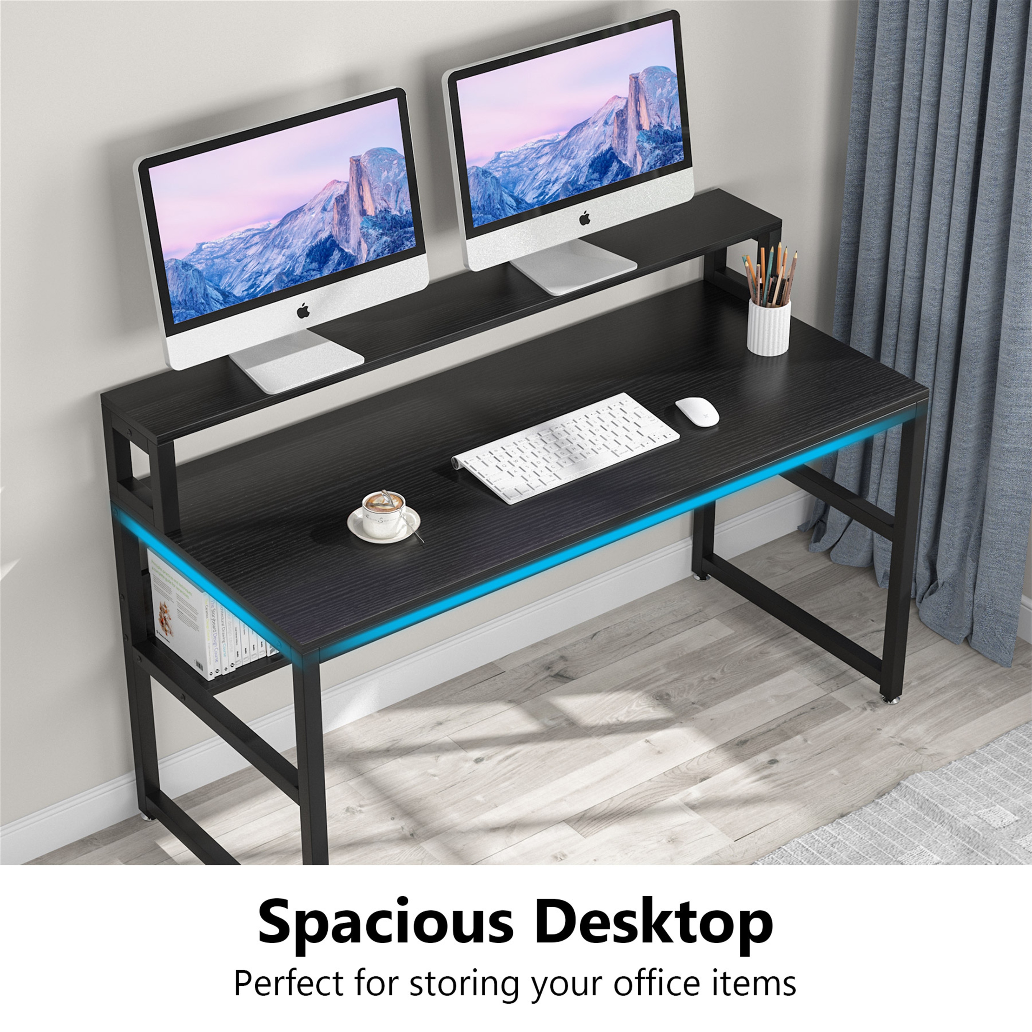 55 Computer Desk With Shelves And Monitor Stand