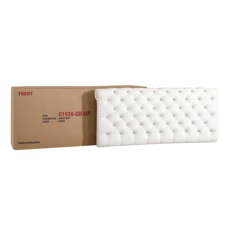 Queen Size PU Transitional Platform Bed with Foam Support