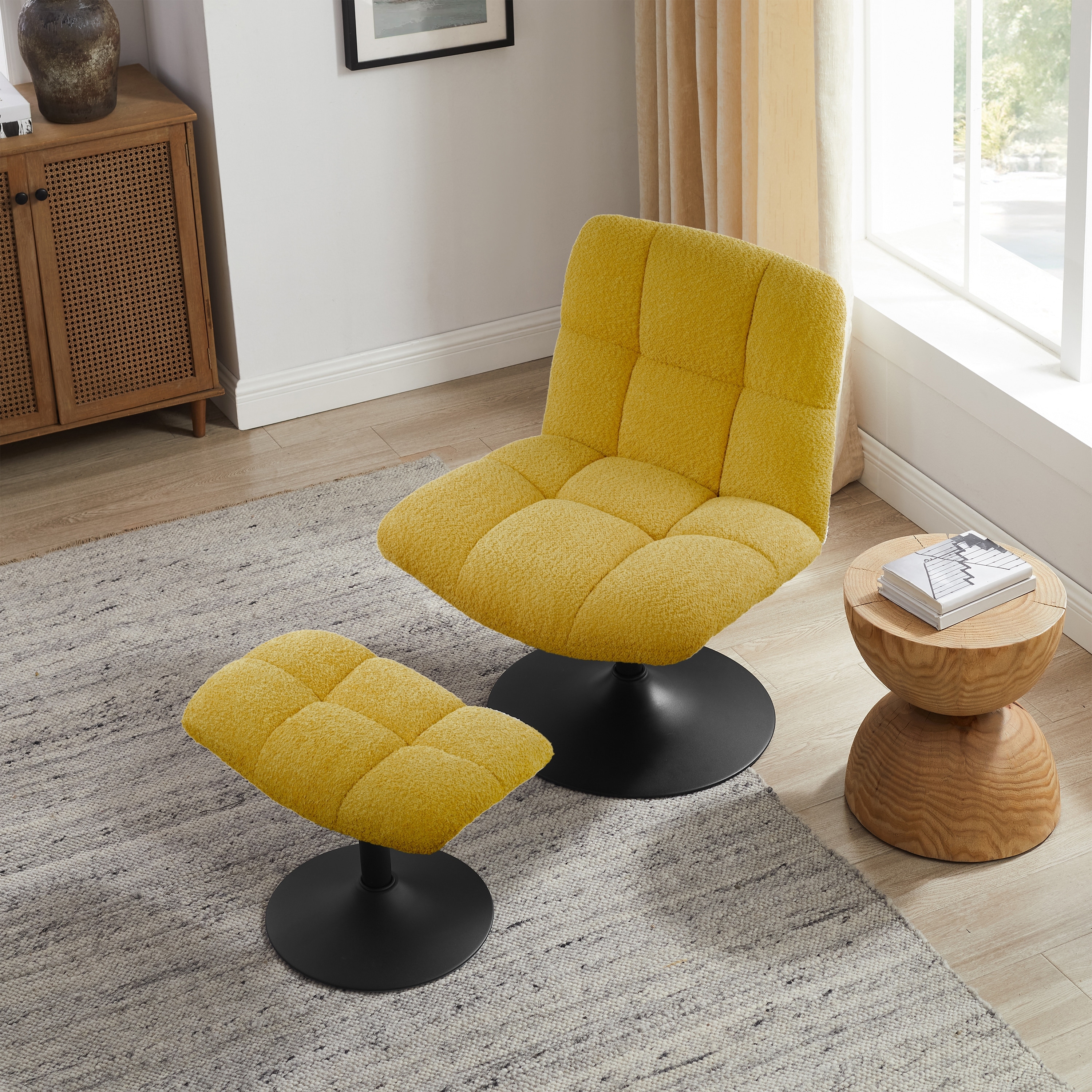 Art Leon Fabric Swivel Accent Chair with Ottoman - Overstock