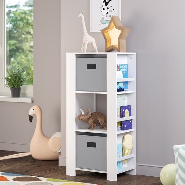 slide 2 of 34, RiverRidge Kids Bookshelf and Toy Organizer Tower with 3 Cubbies and 6 Bookracks for Playroom, Nursery, and Reading Nook