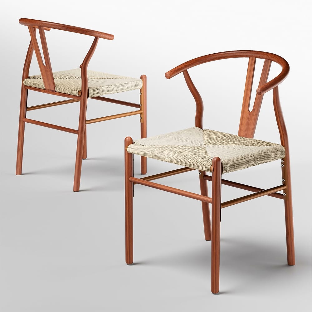 Set of 2 Handwoven Boho Dining Chairs