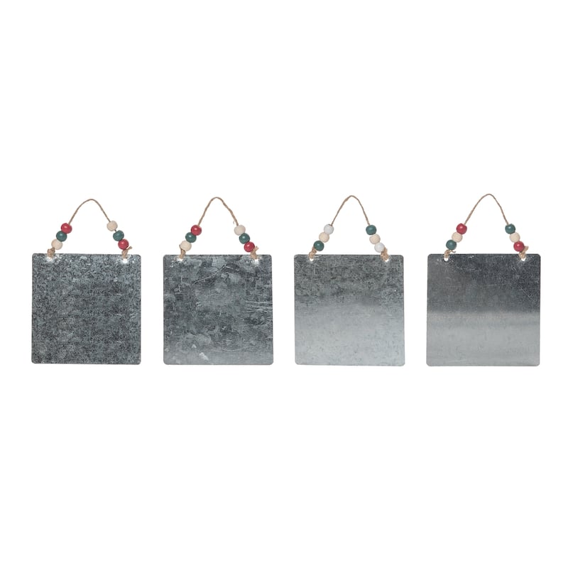 Transpac Metal Plaid Ornament Set of 4 Christmas Home Decorations