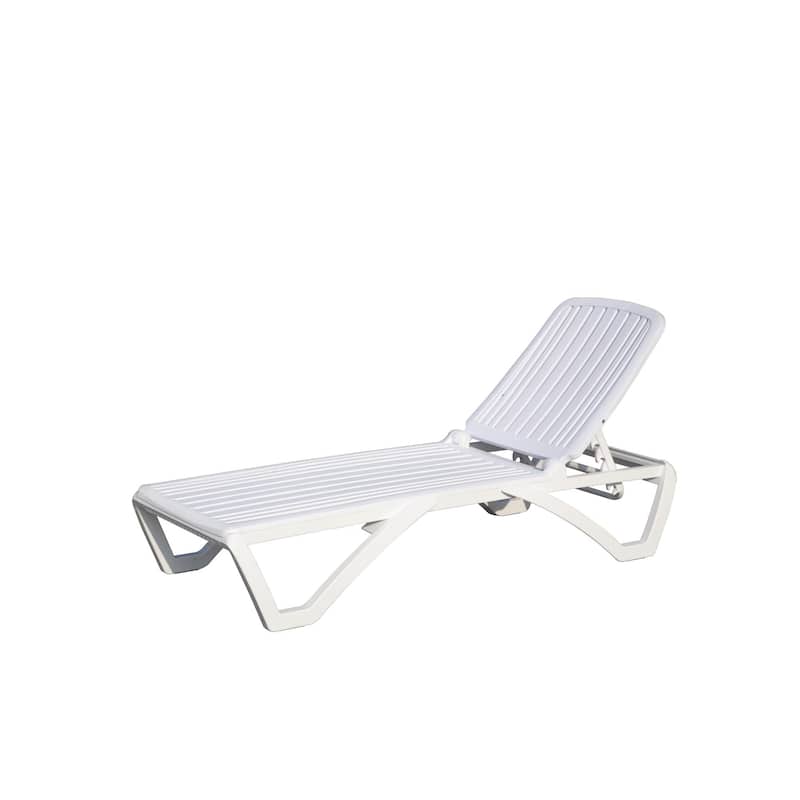1Pc Outdoor Chaise Lounge Pool Lounge Chair, White