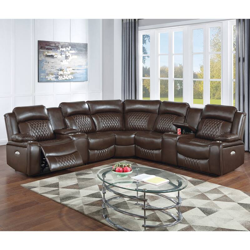 3-Piece Gel Leatherette Upholstered Reclining Sectional
