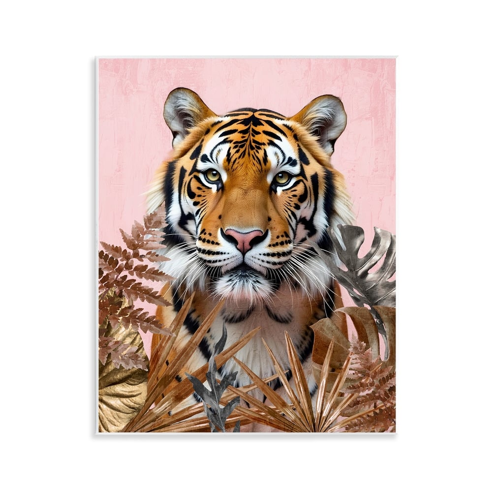 Stupell Fierce Tiger on Pink Wall Plaque Art Design By Kim Allen