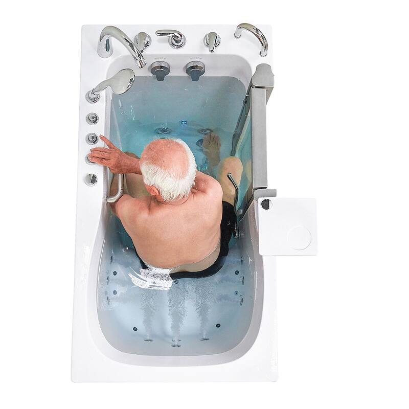 Ella Deluxe 30"x55" Acrylic Air and Hydro Massage Walk-In Bathtub, Inward Swing Door, 5 Piece Fast Fill Faucet, 2" Dual Drain