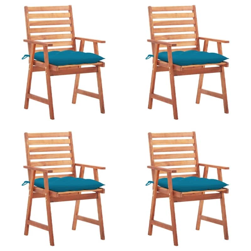 vidaXL Patio Dining Chairs Outdoor Patio Chair with Cushions Solid Wood Acacia - 22" x 24.4" x 36.2" - Blue