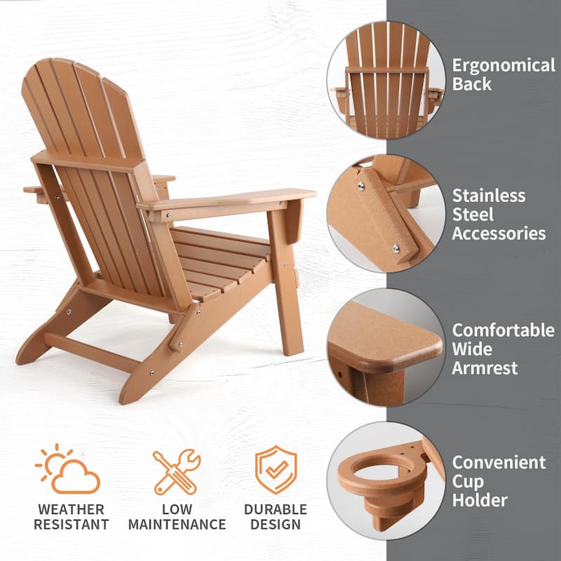 Vrakae Folding Adirondack Chair with Cup Holder