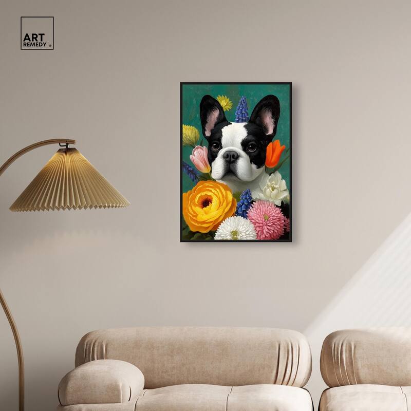 Secret Garden Frenchie Canvas by Art Remedy