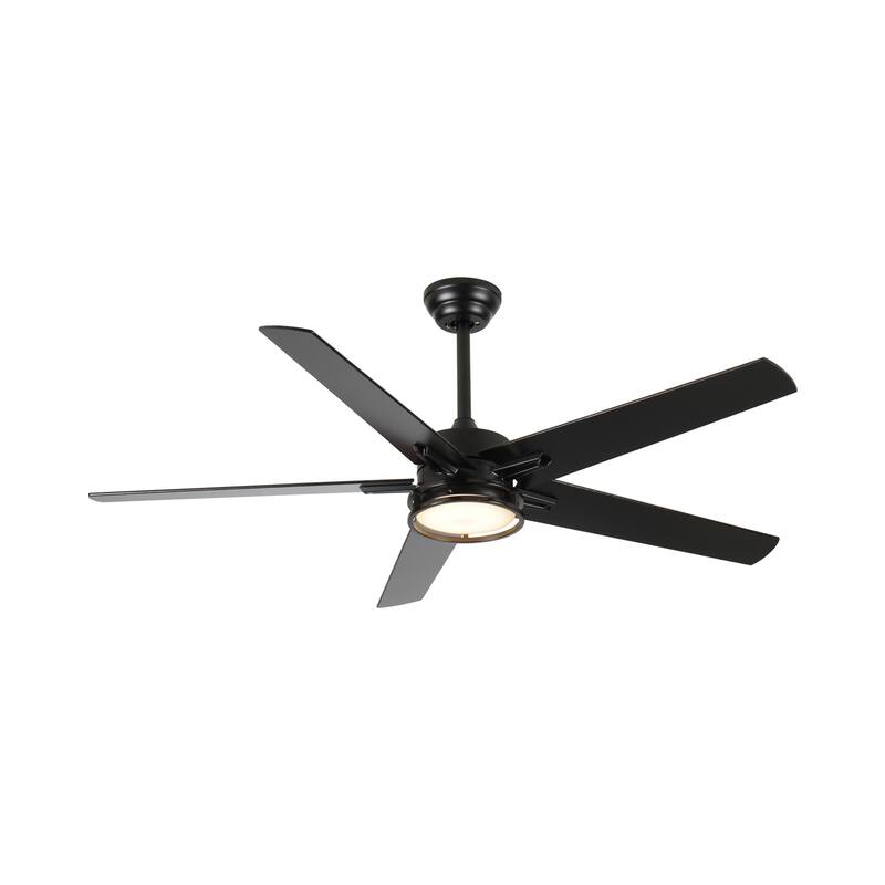 52in Ceiling Fans with Lights,Black Modern Ceiling Fan with Remote,Farmhouse Indoor Ceiling Fan,Bright LED Light