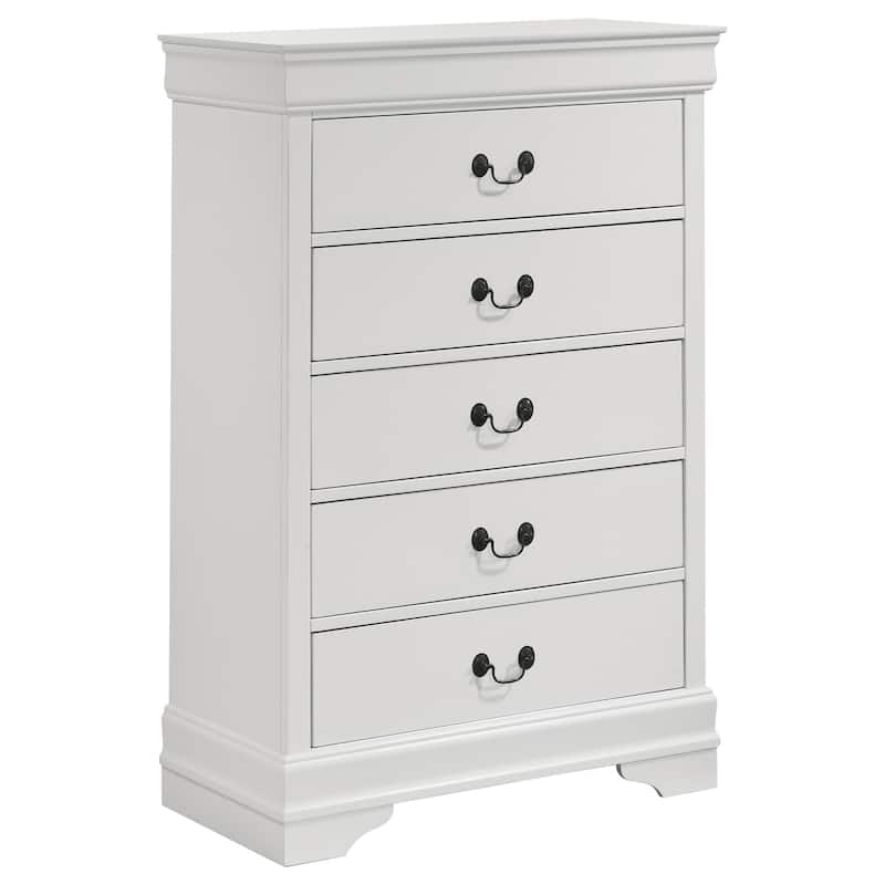 Louis Philippe 5-drawer Bedroom Chest White - White