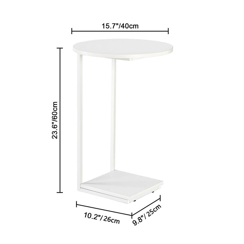 C Table End Table, Couch Table That Slide Under, Sofa Side Table in Living Room, White